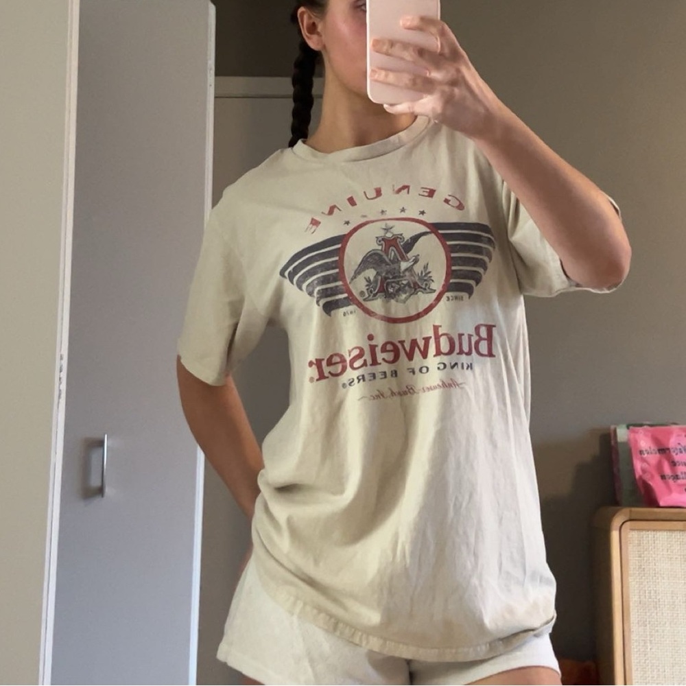 off white Budweiser graphic tee